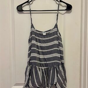 Old Navy Charcoal and White Striped Tank Top